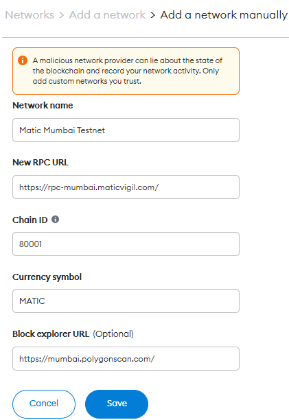 add a network manually