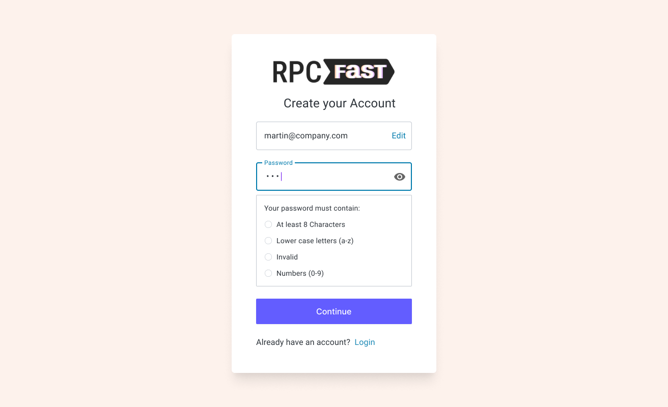 sign up rpc fast