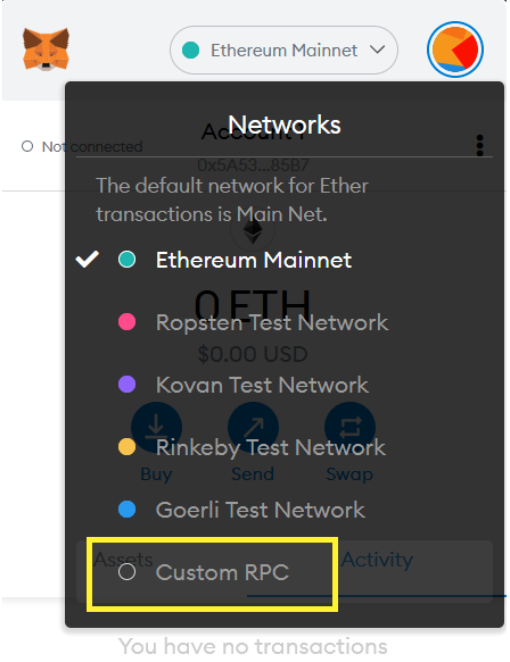 metamask custom rpc